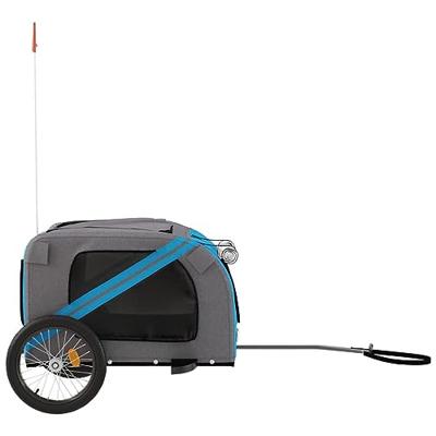 Hondenfietstrailer oxford stof en ijzer blauw en grijs - thumbnail
