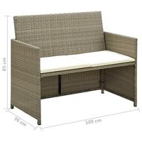 Tuinbank 2-zits met kussens poly rattan beige - thumbnail