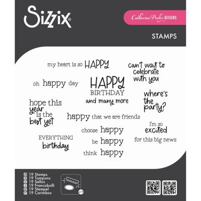 Sizzix • clear stamps set 21pcs happy everything sentiment by catherine pooler
