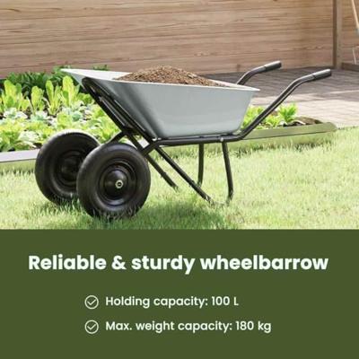 VidaXL Kruiwagen zilver en zwart 137 x 60 x 65,5 cm staal