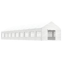 Prieel met dak 20,07x4,08x3,22 m polyetheen wit - thumbnail