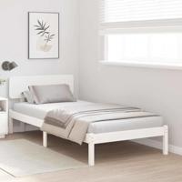 Bedframe met hoofdeinde Wit 100 x 200 cm Massief grenenhout - thumbnail