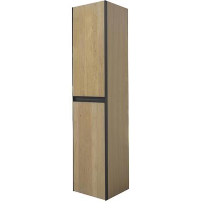 Wiesbaden Lotus Kolomkast 35 cm - Naturel Eik & Mat Zwart - Modern Design