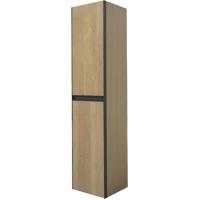 Wiesbaden Lotus Kolomkast 35 cm - Naturel Eik & Mat Zwart - Modern Design - thumbnail