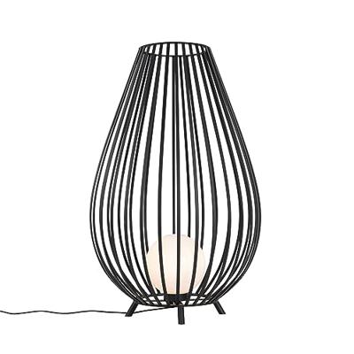 QAZQA Set van vloerlampen zwart met opaal 110 cm en 70 cm - Angela