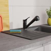 EISL keukenmengkraan granit met uittrekbare uitloop zwart-chroomkleur - thumbnail