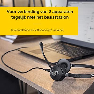 Jabra Engage 65 On-Ear Dect Stereo Headset - Skype for Business gecertificeerde draadloze hoofdtelefoon met ruisonderdrukking voor tafeltelefoons en softphones - zwart - EU-versie