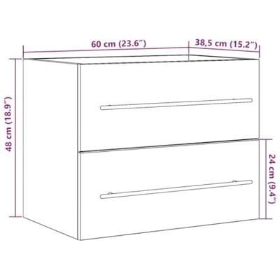 Wastafelkast 60x38,5x48 cm spaanplaat zwart eikenkleurig Wastafelkast 60x38,5x48 cm spaanplaat zwart eikenkleurig