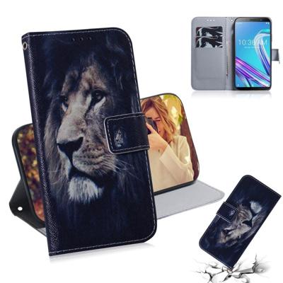 Leeuw patroon gekleurde tekening horizontale Flip lederen case voor ASUS Zenfone Max Pro (M1) ZB601KL met houder & card slots & portemonnee