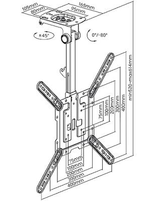My Wall HL45-3L Monitor-plafondbeugel 1-voudig 58,4 cm (23) - 139,7 cm (55) Zwart Kantelbaar, Zwenkbaar My Wall HL45-3L Monitor-plafondbeugel 1-voudig 58,4 cm (23) - 139,7 cm (55) Zwart Kantelbaar, Zwenkbaar