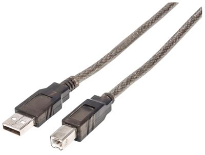 Manhattan USB-kabel USB 2.0 USB-A stekker, USB-B stekker 15.00 m Zwart Rond, Met LED 152389 Manhattan USB-kabel USB 2.0 USB-A stekker, USB-B stekker 15.00 m Zwart Rond, Met LED 152389