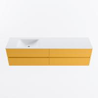 MONDIAZ VICA 190cm badmeubel onderkast Ocher 4 lades. Wastafel CLOUD links zonder kraangat, kleur Talc. - thumbnail