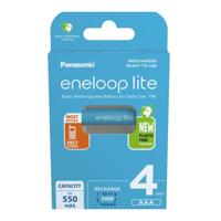 Panasonic BK-4LCCE/4BE eneloop lite Ready-to-Use Ni-MH batterijen, AAA/Micro, min. 550 mAh, levensduur van 3000 laadcycli, oplaadbare batterijen in plasticvrije verpakking,Nieuw: 4er-pakket,lichtblauw - thumbnail