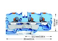 WAGO 2210-1304 Doorgangsklem 10 mm Push-In-klem Blauw 25 stuk(s) - thumbnail