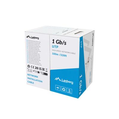 Stevige UTP-netwerkkabel Cat6 Lanberg LCU6-10CC-0100-S Grijs 100 m