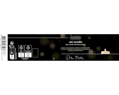 Lumineo ledkaars d7h15cm grijs