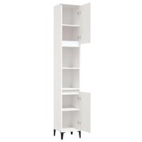 Badkamerkast 30x30x190 cm bewerkt hout wit - thumbnail