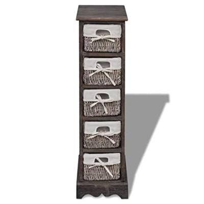 Opbergkast met 5 weefmanden hout bruin Opbergkast met 5 weefmanden hout bruin