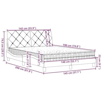Bed met matras stof donkergrijs 140x190 cm