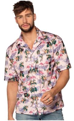 Hawaiiblouse Flamingo Roze Man