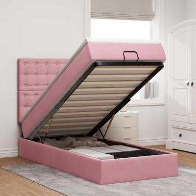 Ottoman bed met matrassen en LED's 80x200cm fluweel roze