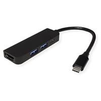 VALUE USB Type C dockingstation, HDMI 4K, 2x USB Type A + Type C PD - thumbnail