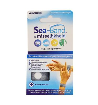 Sea Band Volwassenen Anti-misselijkheid Armband Grijs 2 Stuks