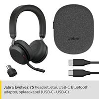 Jabra Evolve2 75 Headset Bedraad en draadloos Hoofdband Kantoor/callcenter USB Type-C Bluetooth Zwart - thumbnail
