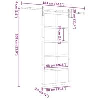 Schuifdeur Bruin 80 x 208 cm Massief grenenhout - thumbnail