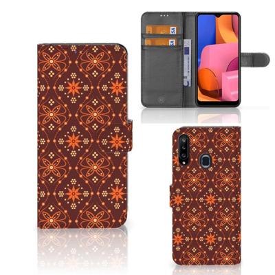Samsung Galaxy A20s | Telefoon Hoesje | Batik Brown | Portemonnee hoesje Samsung Galaxy A20s | Telefoon Hoesje | Batik Brown | Portemonnee hoesje