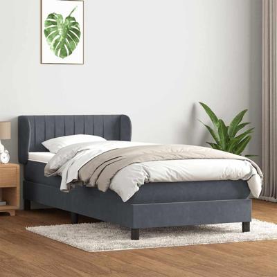 Boxspring met matras fluweel donkergrijs 90x220 cm