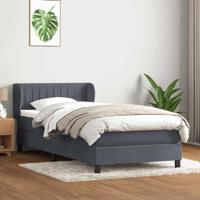 Boxspring met matras fluweel donkergrijs 90x220 cm - thumbnail
