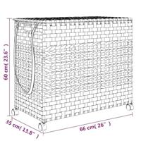 Wasmand op wielen 66x35x60 cm rattan zwart - thumbnail