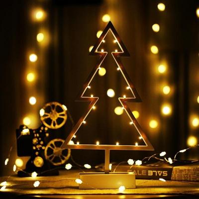 Kerstboom vorm romantisch LED String vakantie licht met houder Warm Fairy decoratieve Lamp nachtlampje voor Kerstmis bruiloft slaapkamer (Warm wit)