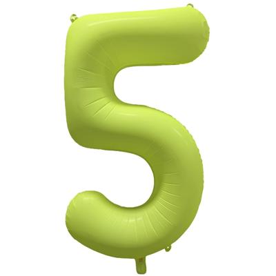 Folieballon Cijfer 5 Neon Geel (86cm)