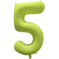 Folieballon Cijfer 5 Neon Geel (86cm) - thumbnail