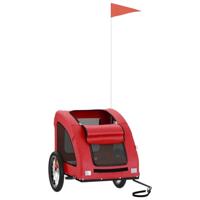 Hondenfietstrailer oxford stof en ijzer rood - thumbnail
