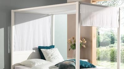 Vipack canvas Pino hemelbed - wit - 205x135x195 cm