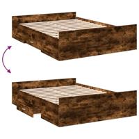 Bedframe met lades bewerkt hout gerookt eikenkleurig 140x190 cm - thumbnail
