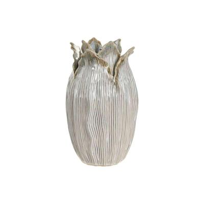Vaas Home ESPRIT Crème Keramisch Blad van een plant 19 x 19 x 33 cm
