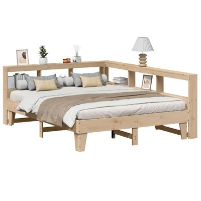 Bed met boekenkast zonder matras massief grenenhout 140x200 cm