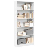 Boekenkast 80x24x176 cm bewerkt hout wit - thumbnail