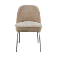 Woood Vogue eetkamerstoel chenille zand chrome - thumbnail