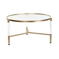 Hoofdtafel DKD Home Decor Glamour Transparant Gouden Acryl Metaal 87 x 87 x 50 cm - thumbnail