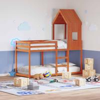 Kinderbedhuisje 60x89x134,5 cm massief grenenhout wasbruin - thumbnail