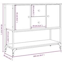 Dressoir 100x36x85 cm bewerkt hout gerookt eikenkleurig - thumbnail
