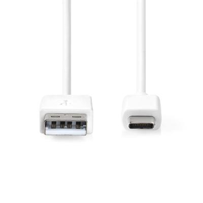 USB-Kabel | USB 2.0 | USB-A Male | USB-C Male | 480 Mbps | Vernikkeld | 2.00 m | Rond | PVC | Wit - thumbnail