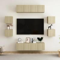 8-delige Tv-meubelset bewerkt hout sonoma eikenkleurig - thumbnail