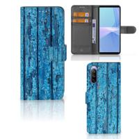 Sony Xperia 10 III | Book Style Case | Wood Blue | Portemonnee hoesje - thumbnail