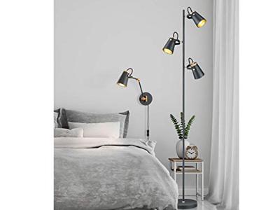 Trio Design vloer leeslampEdward 3-lichts zwart met goud - 408800332